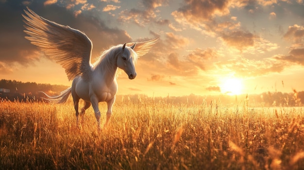 Pegasus in dreamy scene