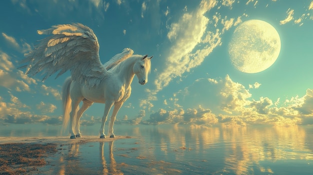 Pegasus in dreamy scene