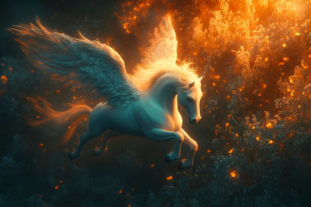 Free photo pegasus in dreamy scene