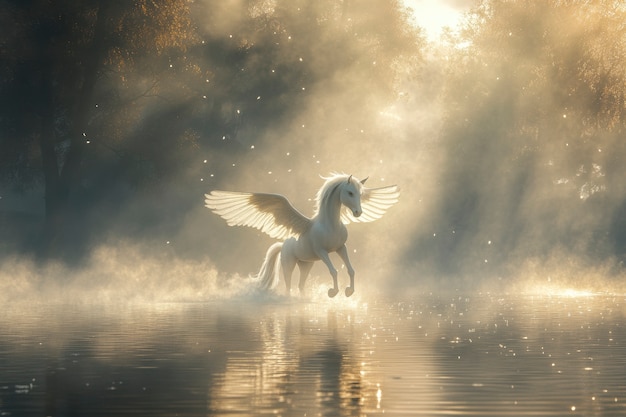 Free photo pegasus in dreamy scene