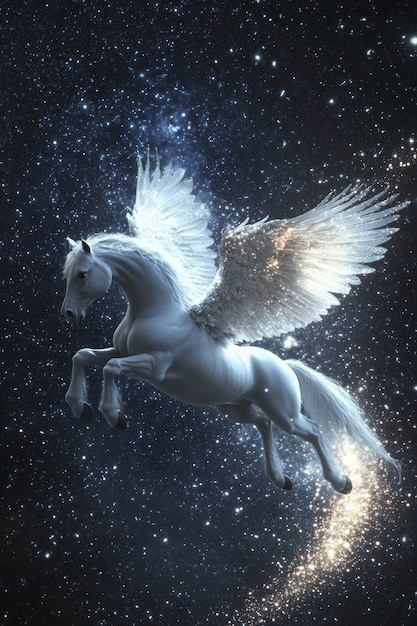 Free photo pegasus with beautiful wings in nature