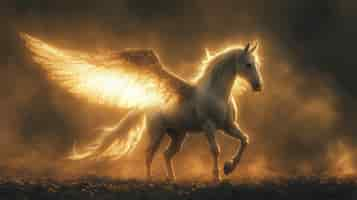 Free photo pegasus with beautiful wings in nature