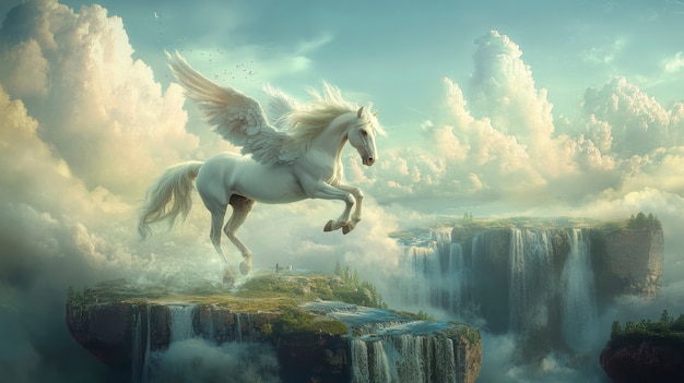 Free Photo pegasus with beautiful wings in nature