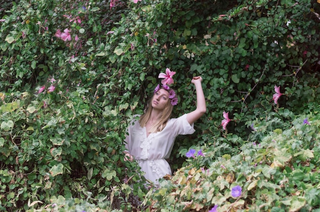 Free photo pensive girl enjoying nature