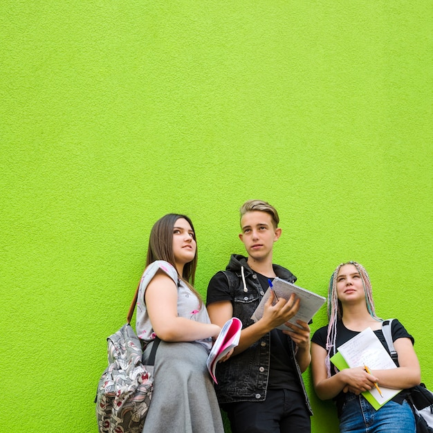 Pensive students looking away