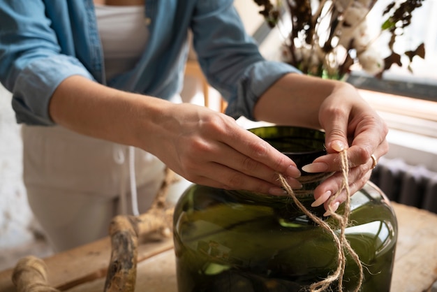 People building their own dried arrangement