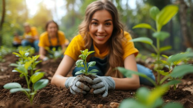 People caring and protecting mother earth for earth day