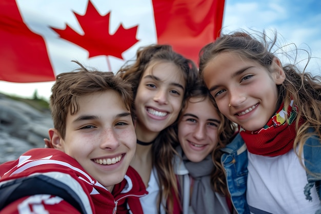 Free Photo people celebrating canada day