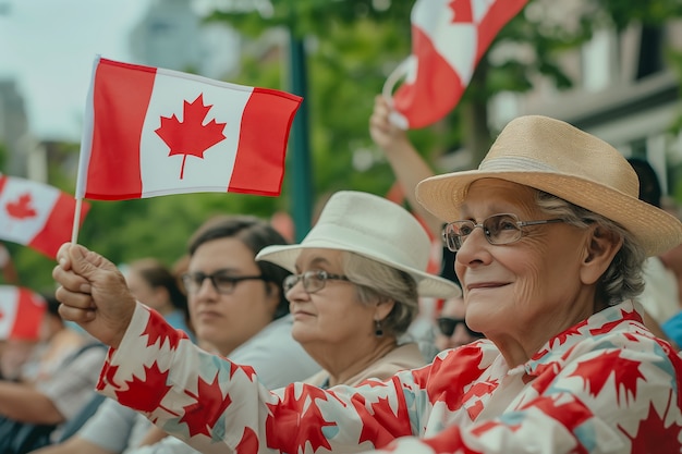 Free Photo people celebrating canada day