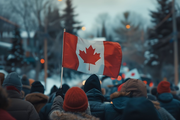 Free Photo people celebrating canada day