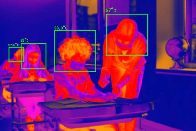 Free Photo people in colorful thermal scan with celsius degree temperature