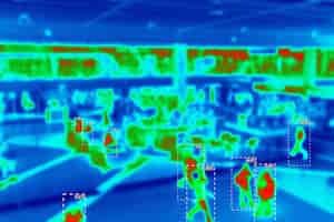 Free photo people in colorful thermal scan with celsius degree temperature