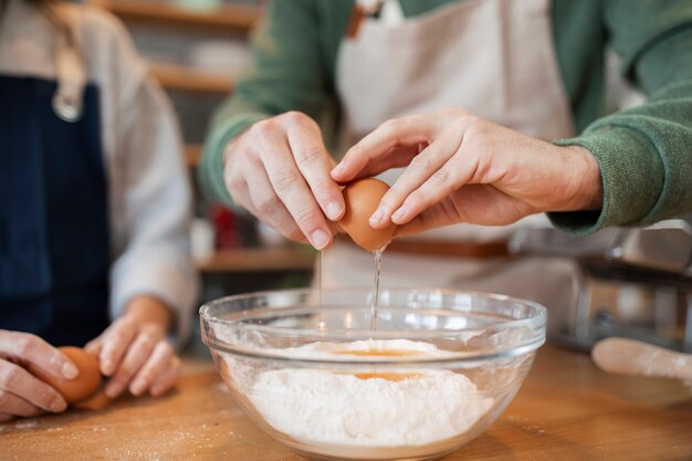 People cooking and enjoying food