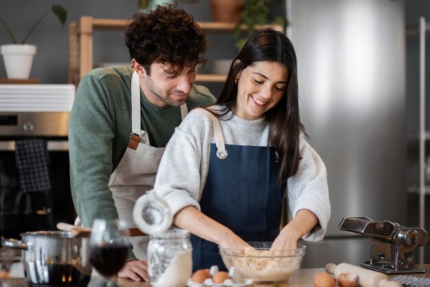 People cooking and enjoying food