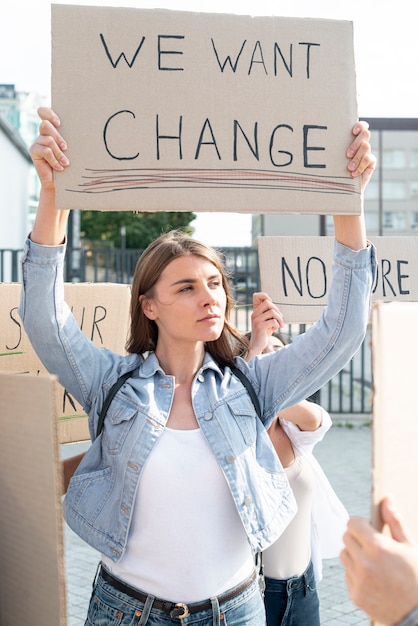 Free photo people demonstrating together for change