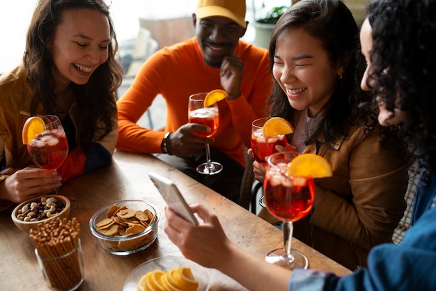 People drinking cocktails