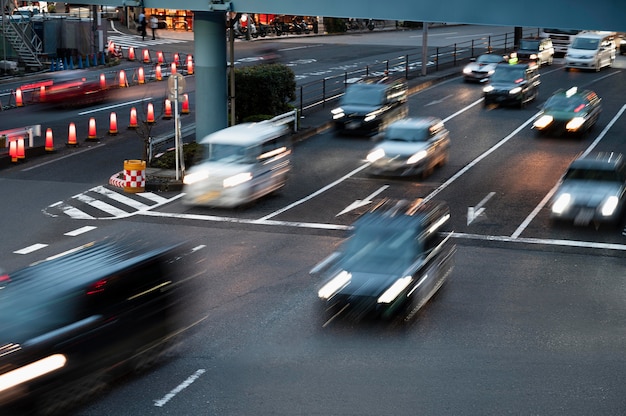 People driving cars on the city street