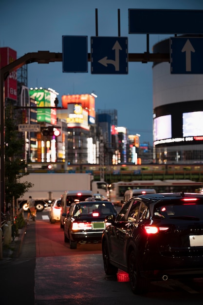 People driving cars on the city street