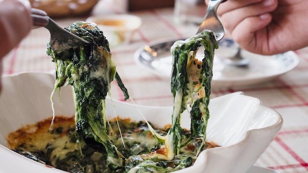 People eating Spinach Cheese Bake Recipe