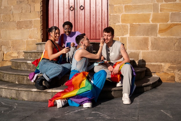 Free photo people enjoying the celebrations of the pride month