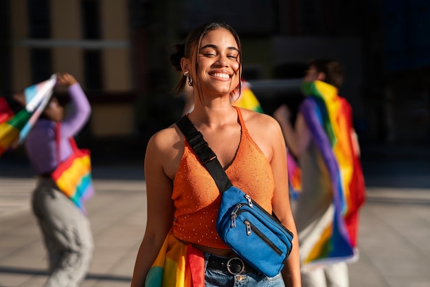 Free Photo people enjoying the celebrations of the pride month