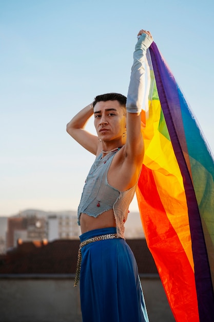 Free Photo people enjoying the celebrations of the pride month