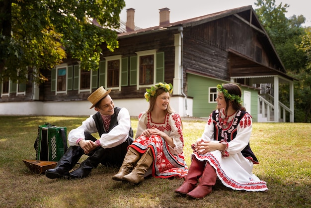 Free Photo people enjoying folkloric dance