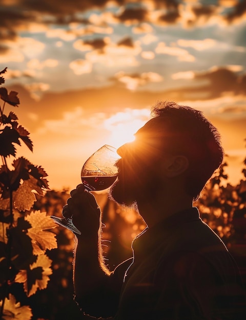 Free Photo people enjoying a glass of wine at a vineyard with stunning nature landscape