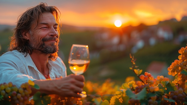 People enjoying a glass of wine at a vineyard with stunning nature landscape