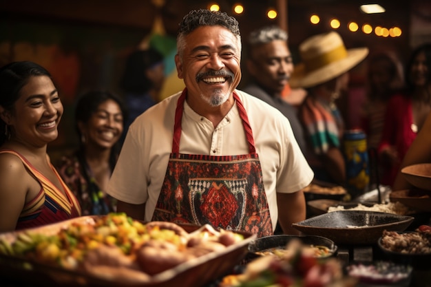 People enjoying mexican barbecue