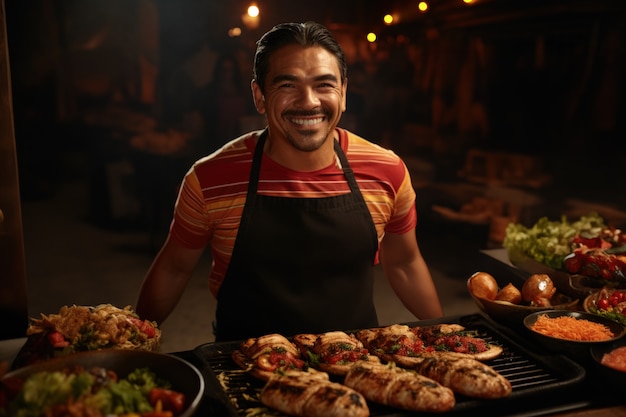 People enjoying mexican barbecue