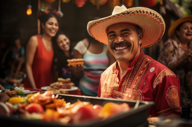 Free photo people enjoying mexican barbecue