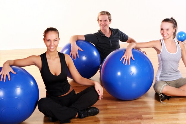 People group  doing fitness exercises