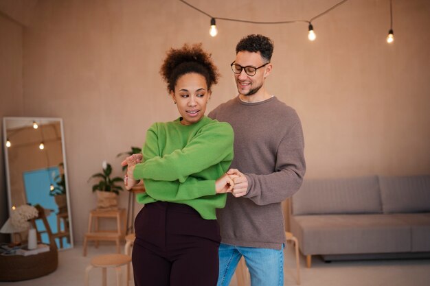 People having a casual salsa dance themed get-together