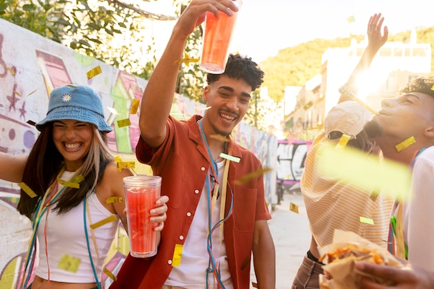 People having fun at block party