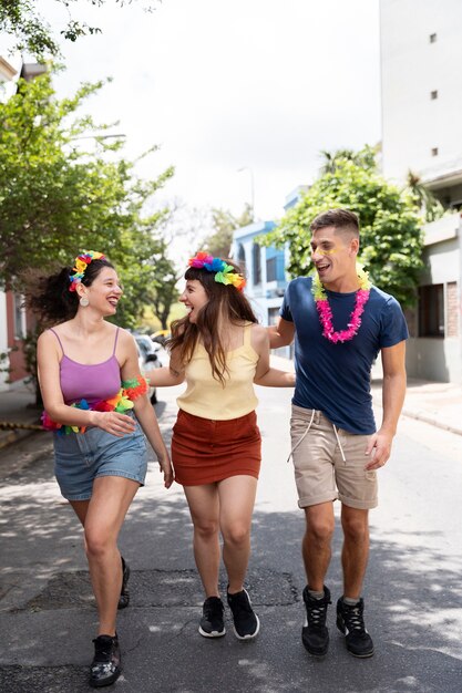 People having fun and celebrating carnival