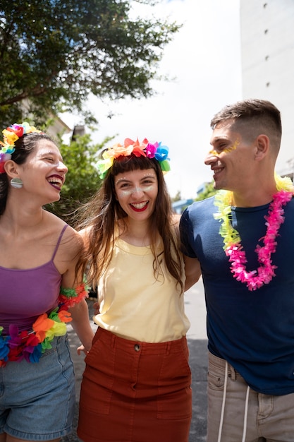 People having fun and celebrating carnival