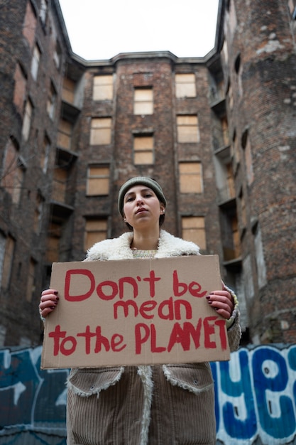 Free photo people having a protest for world environment day