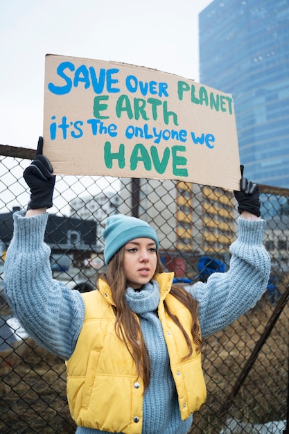 Free photo people having a protest for world environment day