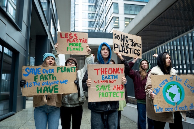 Free photo people having a protest for world environment day