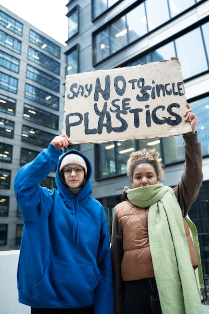 Free photo people having a protest for world environment day