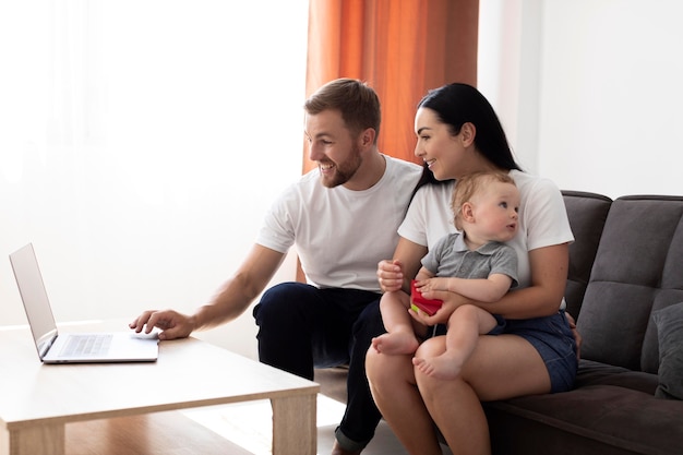 People having a video call with their family at home