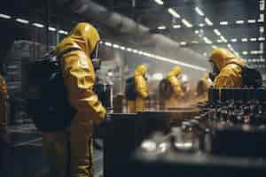 Free photo people in hazmat suits working at a nuclear power plant