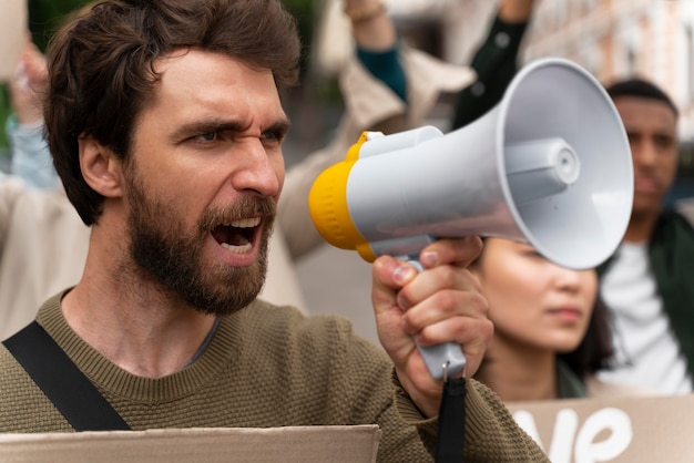 People marching in global warming protest