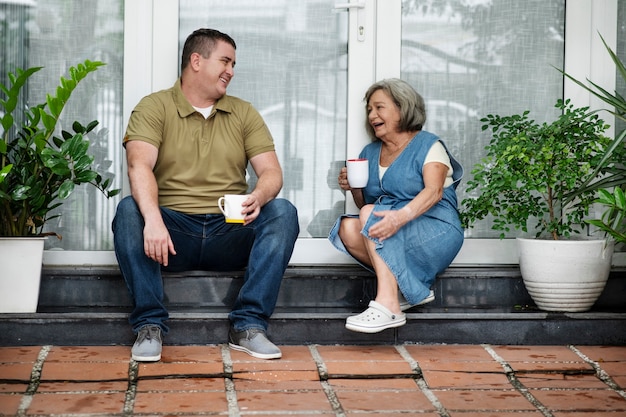 People meeting and discussing in the neighbourhood