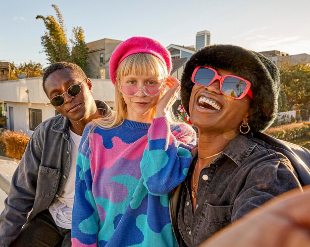 People outdoors with sunglasses  medium shot