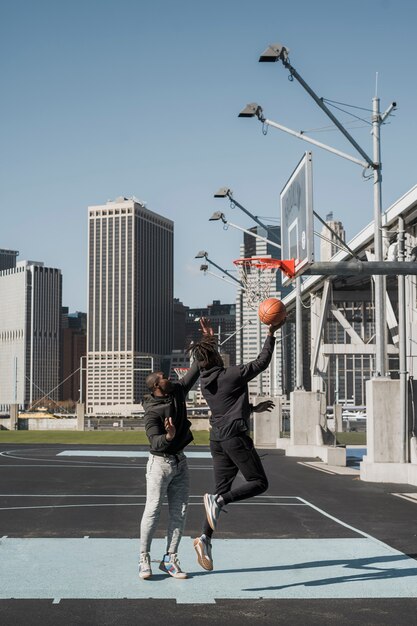 People playing basketball