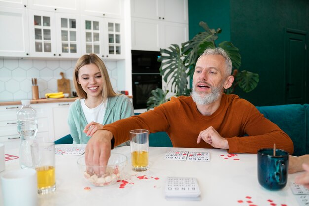 People playing bingo together