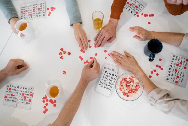 People playing bingo together