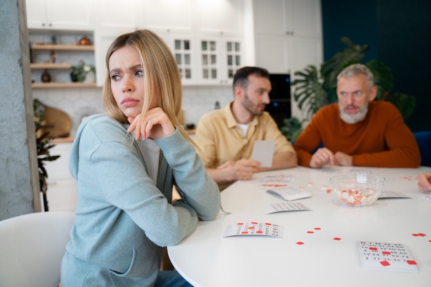 People playing bingo together